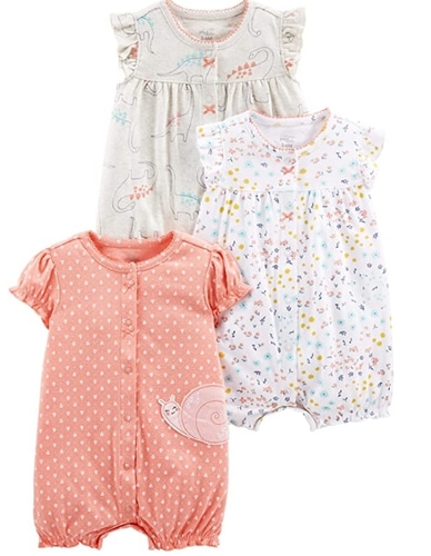 Carter&#039;s Baby Girls&#039; 3-Pack Snap-up Rompers