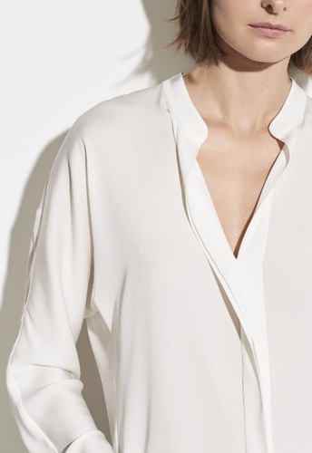Vince Double Front Blouse in Off White