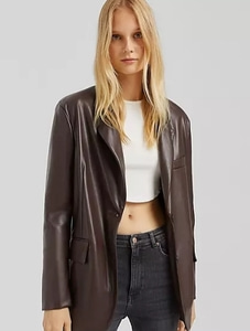 Bershka oversized faux leather blazer