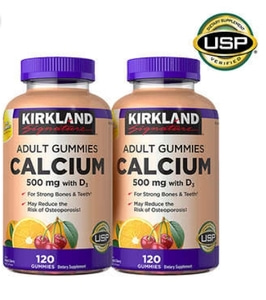 Kirkland Signature Calcium 500 mg with D3, 240 Adult Gummies - 하루 2구미 (4개월분 )