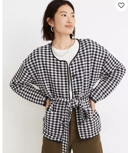 Madewell Gingham Quilted Tie Jacket - XS (55여유핏) 바로출고