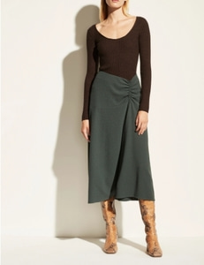 Vince Ruched Asymmetrical Skirt in Sea Leaf - 파이날세일