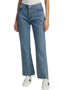 AGOLDE Static High-Rise Distressed Boot-Cut Crop Jeans