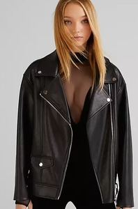 Bershka oversized faux leather biker Jacket