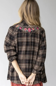 Natural life Embroidered Flannel Shirt