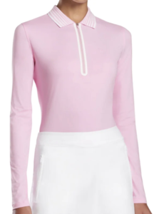 G/FORE FEATHERWEIGHT LADIES ZIP POLO SHIRT LILAC