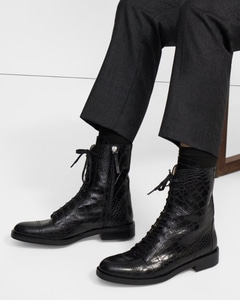 Theory Laced Boot in Crocodile Print Leather - $495 바로출고