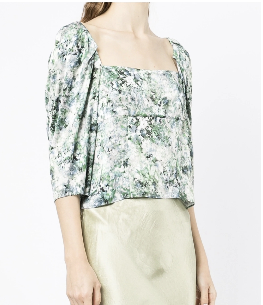 Vince floral-print square-neck blouse