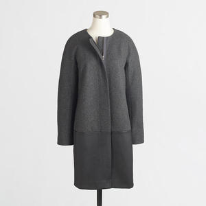 J.Crew collarless dress coat with leather panel ;  현금가 9만9천원 재입고X 